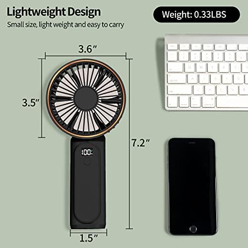 TUNISE Portable Handheld Fan, Portable Fan Rechargeable, 4000mAh, 180° Adjustable, 6 Speed Wind, Display Electricity in Real Time, USB Rechargeable Foldable Fan, Quiet Personal Fan with Power Bank Black - Image 2