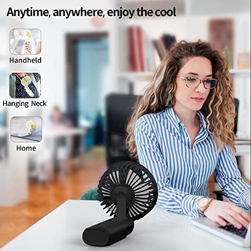 TUNISE Portable Handheld Fan, Portable Fan Rechargeable, 4000mAh, 180° Adjustable, 6 Speed Wind, Display Electricity in Real Time, USB Rechargeable Foldable Fan, Quiet Personal Fan with Power Bank Black - Image 7