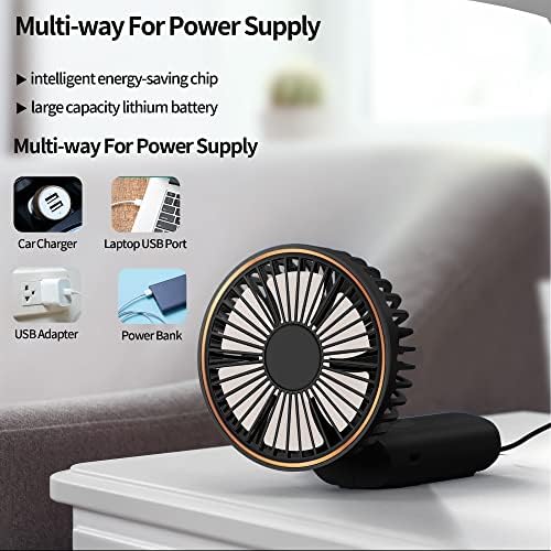 TUNISE Portable Handheld Fan, Portable Fan Rechargeable, 4000mAh, 180° Adjustable, 6 Speed Wind, Display Electricity in Real Time, USB Rechargeable Foldable Fan, Quiet Personal Fan with Power Bank Black - Image 5